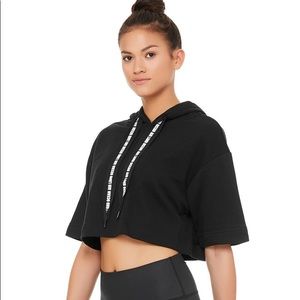 ALO Short Sleeve Cropped Hoodie